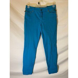 SO SLIMMING CHINOS WOMENS SIZE 00 TEAL STRETCH JEANS